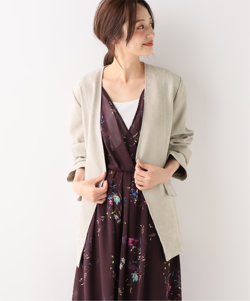 SLOBE IENA（スローブイエナ）の「SLOBE IENA Fi.m スエードライクノーカラージャケット（ノーカラージャケット・レディース・ベージュ/キャメル・FREE）」の2枚目の写真