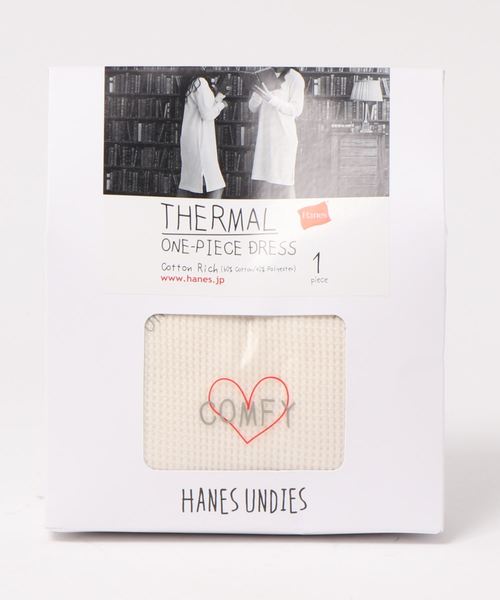 HANES（ヘインズ）の「[Hanes]ヘインズ　サーマルロンTワンピース（ワンピース・レディース・ブラック/ネイビー/グレー/オフホワイト/テラコッタ・FREE）」の13枚目の写真