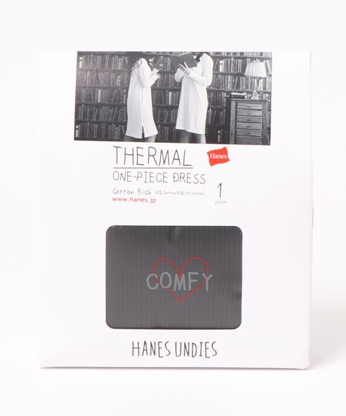 HANES（ヘインズ）の「[Hanes]ヘインズ　サーマルロンTワンピース（ワンピース・レディース・ブラック/ネイビー/グレー/オフホワイト/テラコッタ・FREE）」の7枚目の写真