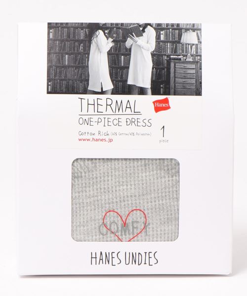 HANES（ヘインズ）の「[Hanes]ヘインズ　サーマルロンTワンピース（ワンピース・レディース・ブラック/ネイビー/グレー/オフホワイト/テラコッタ・FREE）」の6枚目の写真