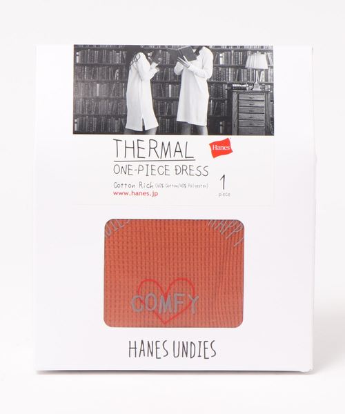 HANES（ヘインズ）の「[Hanes]ヘインズ　サーマルロンTワンピース（ワンピース・レディース・ブラック/ネイビー/グレー/オフホワイト/テラコッタ・FREE）」の9枚目の写真
