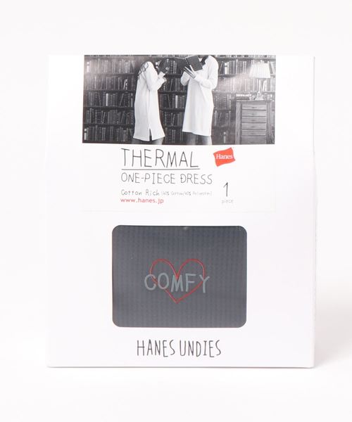 HANES（ヘインズ）の「[Hanes]ヘインズ　サーマルロンTワンピース（ワンピース・レディース・ブラック/ネイビー/グレー/オフホワイト/テラコッタ・FREE）」の10枚目の写真