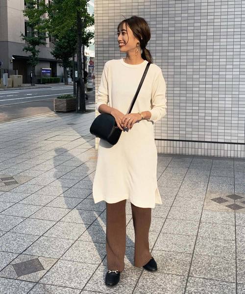 HANES（ヘインズ）の「[Hanes]ヘインズ　サーマルロンTワンピース（ワンピース・レディース・ブラック/ネイビー/グレー/オフホワイト/テラコッタ・FREE）」の14枚目の写真