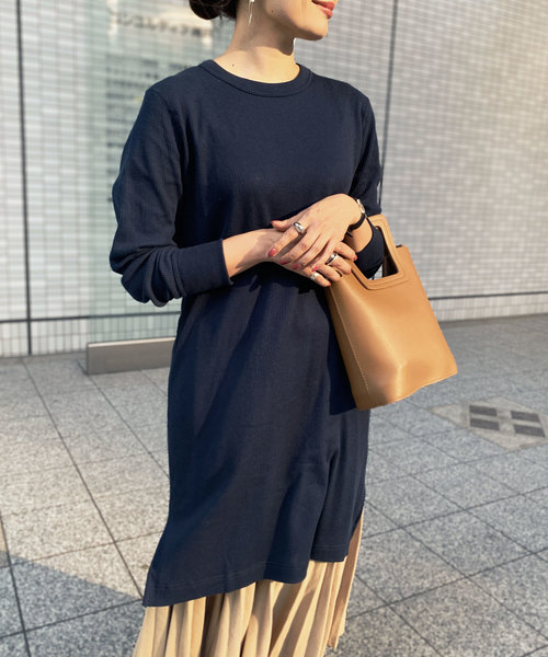 HANES（ヘインズ）の「[Hanes]ヘインズ　サーマルロンTワンピース（ワンピース・レディース・ブラック/ネイビー/グレー/オフホワイト/テラコッタ・FREE）」の8枚目の写真