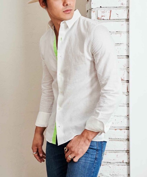 #Re:room URBAN BEACH CLUB(リルームアーバンビーチクラブ)の「リネンシャツ(シャツ/ブラウス・メンズ・ホワイト/ベージュ/カーキ・SMALL/MEDIUM/LARGE)」の2枚目の写真