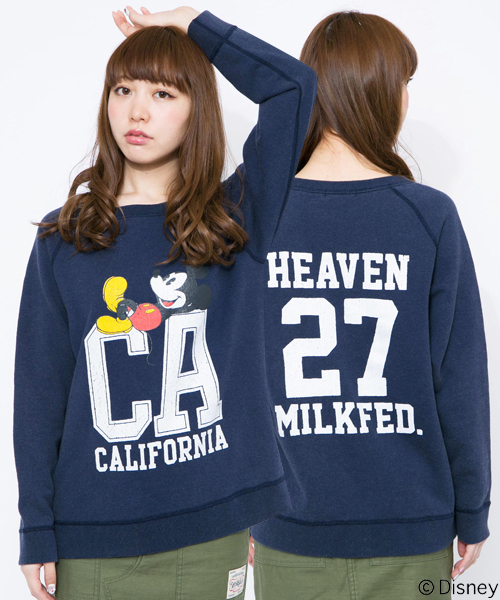 MILKFED.（ミルクフェド）の「MICKEY SWEAT TOP CA　（Disney/ディズニー/ミッキーマウス/スウェットトップ）（スウェット・レディース・アッシュ/ネイビー・SMALL/MEDIUM）」の2枚目の写真
