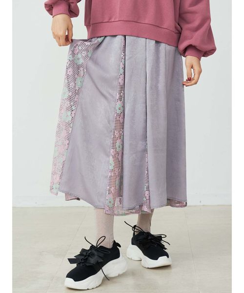 merry jenny(メリージェニー)の「springレースコンビサテンスカート(スカート・レディース・ベージュ/ブルー/アイボリー・FREE)」の3枚目の写真