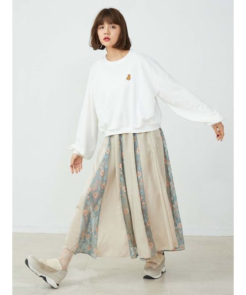 merry jenny(メリージェニー)の「springレースコンビサテンスカート(スカート・レディース・ベージュ/ブルー/アイボリー・FREE)」の6枚目の写真