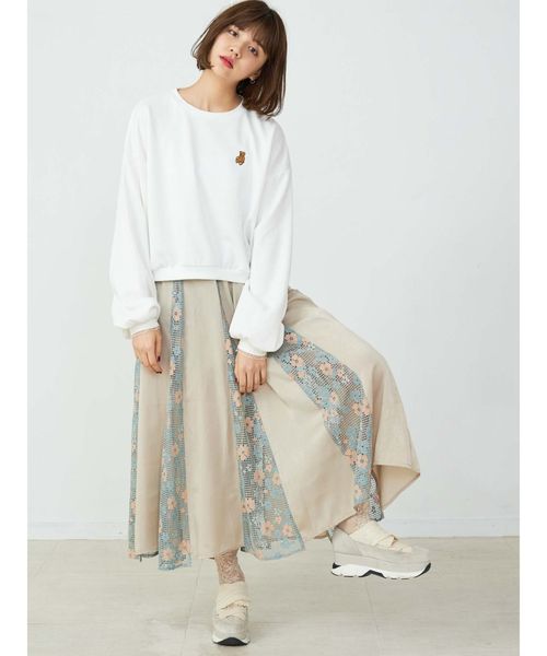 merry jenny(メリージェニー)の「springレースコンビサテンスカート(スカート・レディース・ベージュ/ブルー/アイボリー・FREE)」の7枚目の写真