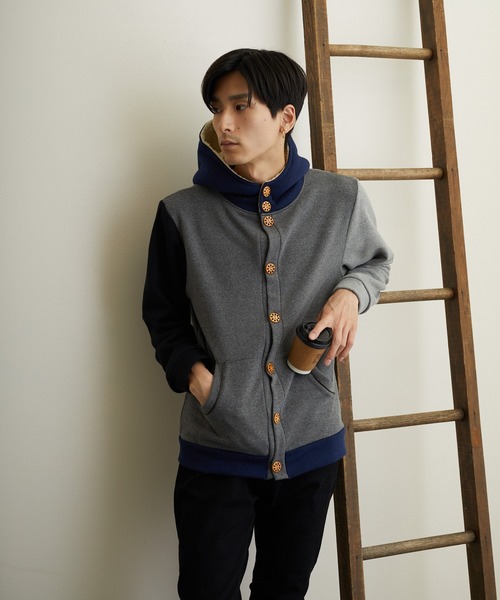 TONE SELECT WEAR(トーンセレクトウェア)の「【TONE MEN'S】パイルカーディガンパーカー(BL)(パーカー・レディース・チャコールグレー/ライトグレー/ブラック/ネイビー/その他1/その他2/杢グレー/ベージュ・MEDIUM/LARGE/X-LARGE)」の7枚目の写真