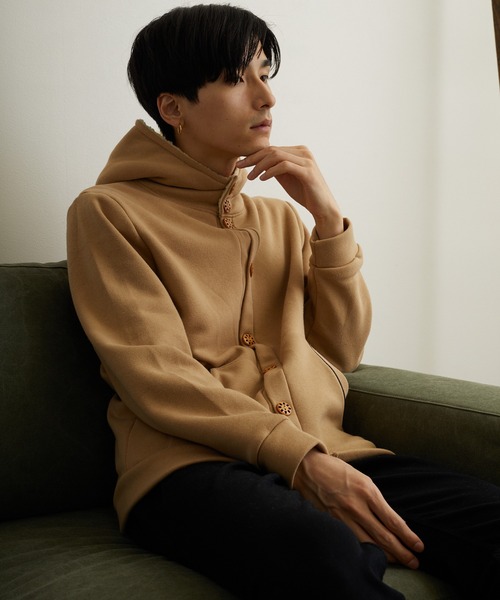 TONE SELECT WEAR(トーンセレクトウェア)の「【TONE MEN'S】パイルカーディガンパーカー(BL)(パーカー・レディース・チャコールグレー/ライトグレー/ブラック/ネイビー/その他1/その他2/杢グレー/ベージュ・MEDIUM/LARGE/X-LARGE)」の5枚目の写真
