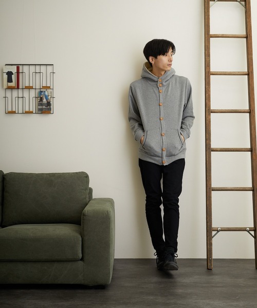 TONE SELECT WEAR(トーンセレクトウェア)の「【TONE MEN'S】パイルカーディガンパーカー(BL)(パーカー・レディース・チャコールグレー/ライトグレー/ブラック/ネイビー/その他1/その他2/杢グレー/ベージュ・MEDIUM/LARGE/X-LARGE)」の4枚目の写真