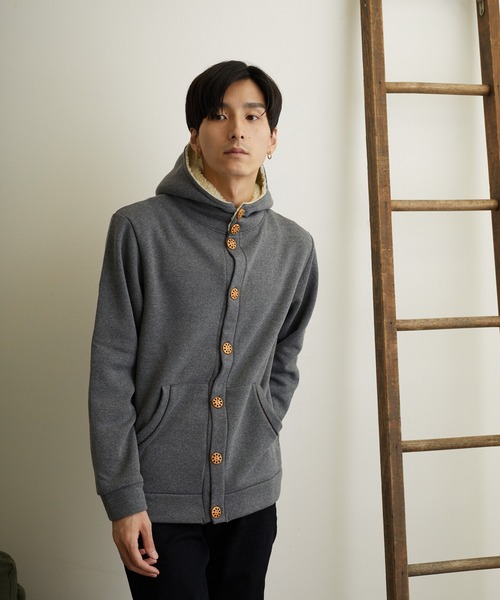 TONE SELECT WEAR(トーンセレクトウェア)の「【TONE MEN'S】パイルカーディガンパーカー(BL)(パーカー・レディース・チャコールグレー/ライトグレー/ブラック/ネイビー/その他1/その他2/杢グレー/ベージュ・MEDIUM/LARGE/X-LARGE)」の1枚目の写真