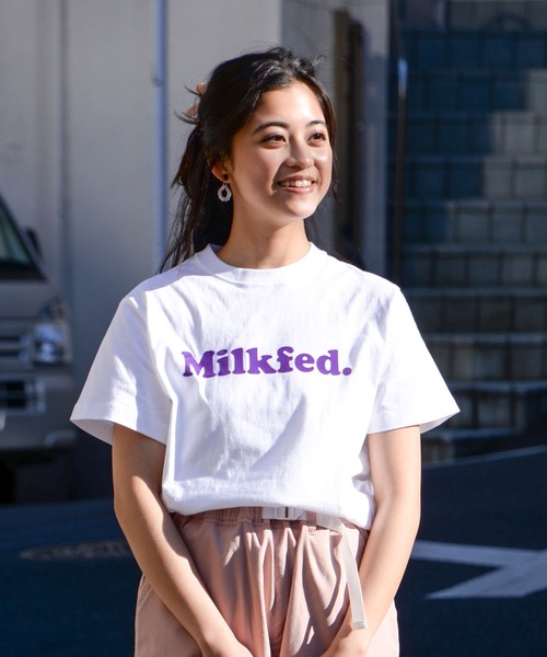 MILKFED.（ミルクフェド）の「COPPER LOGO S/S TEE（Tシャツ/カットソー・レディース・ホワイト/ブラック/パープル/レッド/ピンク/ライトグリーン/ライトパープル・S/M）」の5枚目の写真