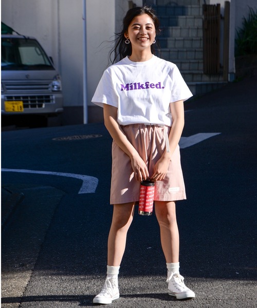 MILKFED.（ミルクフェド）の「COPPER LOGO S/S TEE（Tシャツ/カットソー・レディース・ホワイト/ブラック/パープル/レッド/ピンク/ライトグリーン/ライトパープル・S/M）」の10枚目の写真