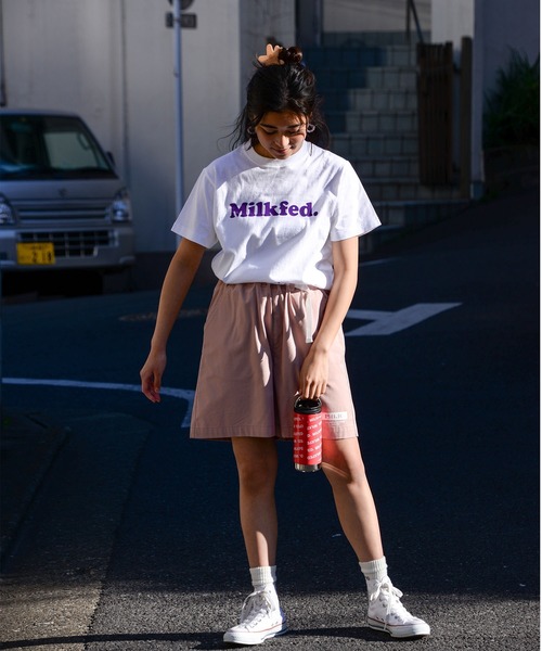 MILKFED.（ミルクフェド）の「COPPER LOGO S/S TEE（Tシャツ/カットソー・レディース・ホワイト/ブラック/パープル/レッド/ピンク/ライトグリーン/ライトパープル・S/M）」の11枚目の写真