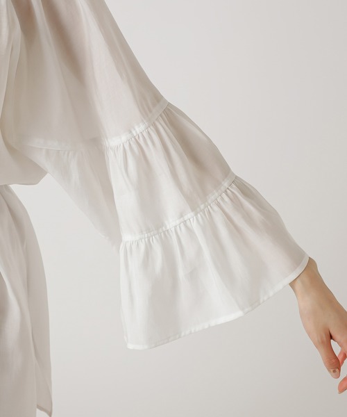 mystic(ミスティック)の「ボリューム袖フレアブラウス/シャツ/袖ボリューム/チュニック/リゾート(シャツ/ブラウス・レディース・ブラック/ベージュ/パープル/オフホワイト・FREE)」の12枚目の写真