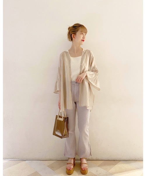 mystic(ミスティック)の「ボリューム袖フレアブラウス/シャツ/袖ボリューム/チュニック/リゾート(シャツ/ブラウス・レディース・ブラック/ベージュ/パープル/オフホワイト・FREE)」の20枚目の写真