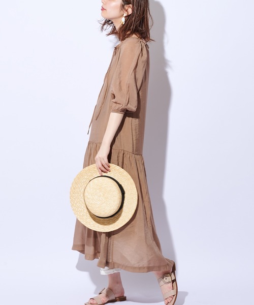 natural couture(ナチュラルクチュール)の「【WEB限定カラー有り】大人ティアードほんのりシアーワンピース(ワンピース・レディース・オフホワイト/ピンク/ミント/モカ/その他1・FREE)」の8枚目の写真