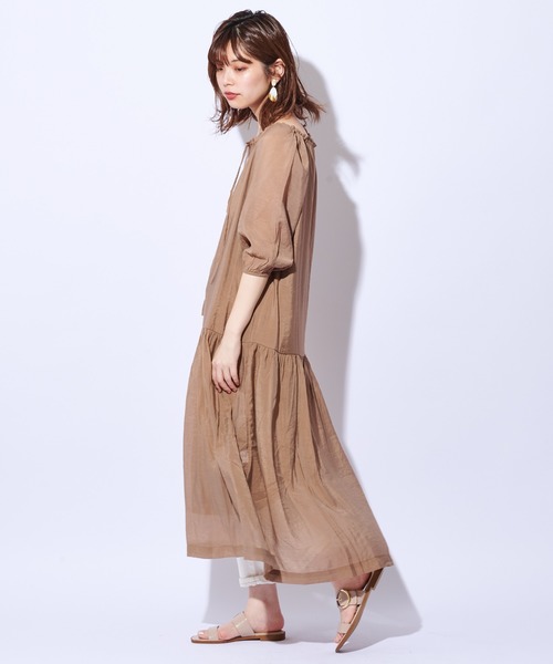 natural couture(ナチュラルクチュール)の「【WEB限定カラー有り】大人ティアードほんのりシアーワンピース(ワンピース・レディース・オフホワイト/ピンク/ミント/モカ/その他1・FREE)」の14枚目の写真