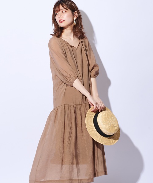 natural couture(ナチュラルクチュール)の「【WEB限定カラー有り】大人ティアードほんのりシアーワンピース(ワンピース・レディース・オフホワイト/ピンク/ミント/モカ/その他1・FREE)」の17枚目の写真