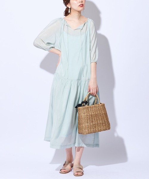 natural couture(ナチュラルクチュール)の「【WEB限定カラー有り】大人ティアードほんのりシアーワンピース(ワンピース・レディース・オフホワイト/ピンク/ミント/モカ/その他1・FREE)」の11枚目の写真