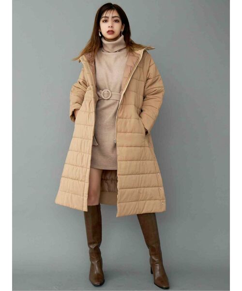 GYDA（ジェイダ）の「ライトエコダウンレイヤードロングコート（ダウンジャケット/コート・レディース・カーキ/ベージュ・FREE）」の9枚目の写真