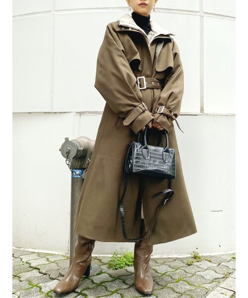 GYDA（ジェイダ）の「ライトエコダウンレイヤードロングコート（ダウンジャケット/コート・レディース・カーキ/ベージュ・FREE）」の12枚目の写真