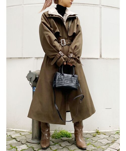 GYDA（ジェイダ）の「ライトエコダウンレイヤードロングコート（ダウンジャケット/コート・レディース・カーキ/ベージュ・FREE）」の8枚目の写真