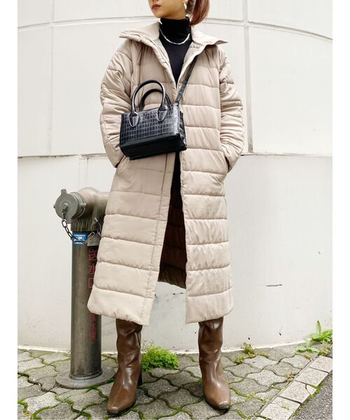 GYDA（ジェイダ）の「ライトエコダウンレイヤードロングコート（ダウンジャケット/コート・レディース・カーキ/ベージュ・FREE）」の4枚目の写真