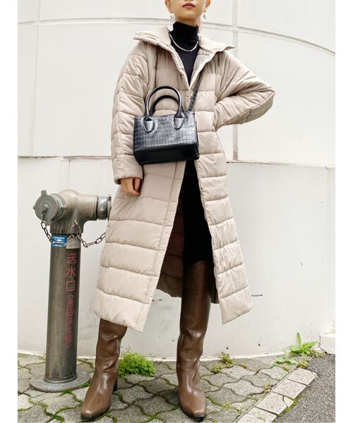 GYDA（ジェイダ）の「ライトエコダウンレイヤードロングコート（ダウンジャケット/コート・レディース・カーキ/ベージュ・FREE）」の6枚目の写真