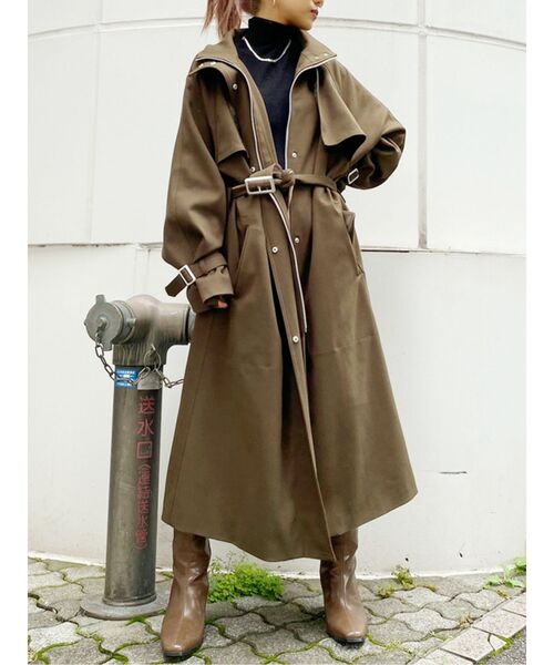 GYDA（ジェイダ）の「ライトエコダウンレイヤードロングコート（ダウンジャケット/コート・レディース・カーキ/ベージュ・FREE）」の14枚目の写真