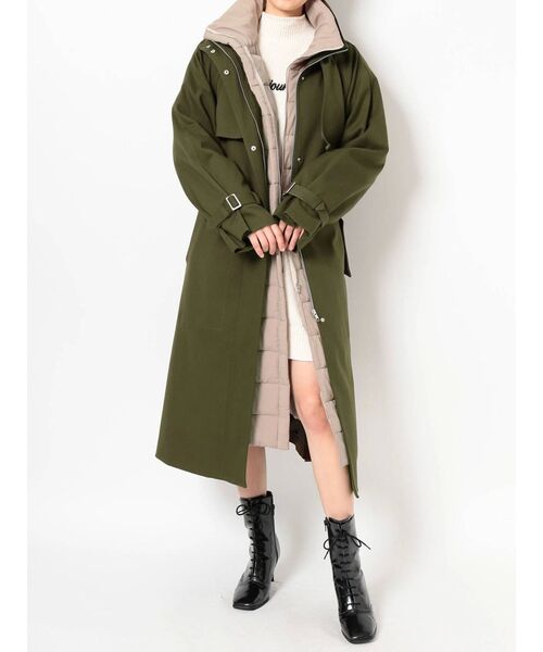 GYDA（ジェイダ）の「ライトエコダウンレイヤードロングコート（ダウンジャケット/コート・レディース・カーキ/ベージュ・FREE）」の17枚目の写真