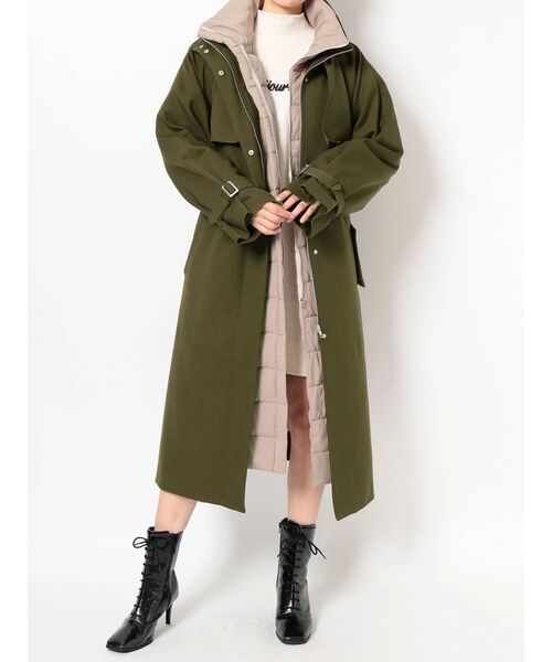 GYDA（ジェイダ）の「ライトエコダウンレイヤードロングコート（ダウンジャケット/コート・レディース・カーキ/ベージュ・FREE）」の18枚目の写真