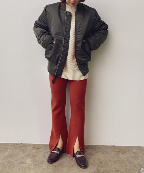 VIS（ビス）の「【セットアップ対応】スリット入りニットパンツ（その他パンツ・レディース・ブラック/ブラウン/ベージュ/ダークグリーン・M/S）」の11枚目の写真