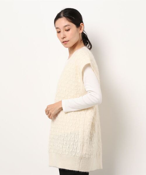 cepo（セポ）の「Ｖネックロングニットベスト（ベスト・レディース・ベージュ/グレー/オフホワイト・M）」の15枚目の写真