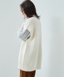 Vネックロングニットベスト