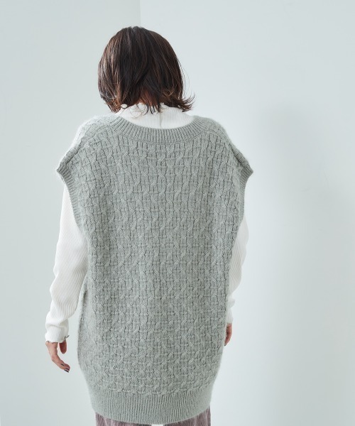 cepo（セポ）の「Ｖネックロングニットベスト（ベスト・レディース・ベージュ/グレー/オフホワイト・M）」の11枚目の写真