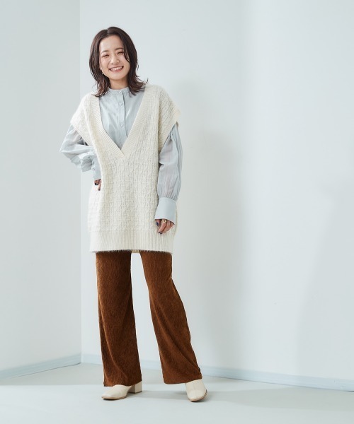 cepo（セポ）の「Ｖネックロングニットベスト（ベスト・レディース・ベージュ/グレー/オフホワイト・M）」の19枚目の写真