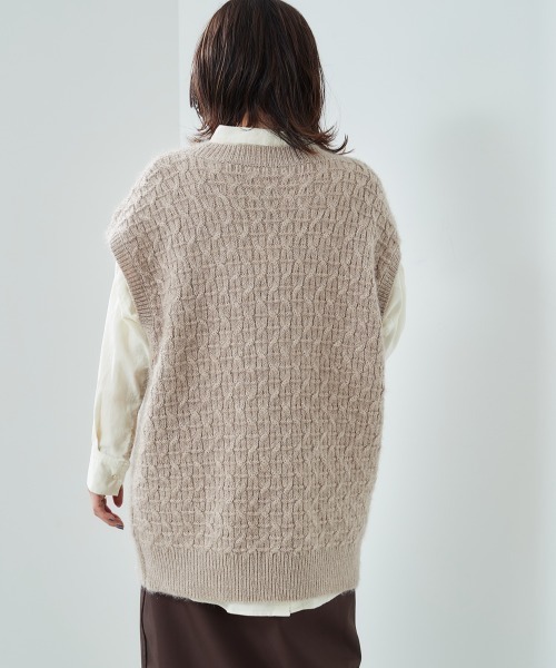 cepo（セポ）の「Ｖネックロングニットベスト（ベスト・レディース・ベージュ/グレー/オフホワイト・M）」の16枚目の写真