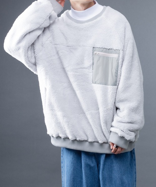 kutir（クティール）の「ルーズボアプルオーバースウェット（スウェット・メンズ・ライトグレー/チャコールグレー/ブラウン・MEDIUM/LARGE）」の2枚目の写真