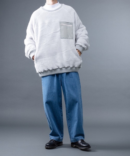 kutir（クティール）の「ルーズボアプルオーバースウェット（スウェット・メンズ・ライトグレー/チャコールグレー/ブラウン・MEDIUM/LARGE）」の5枚目の写真