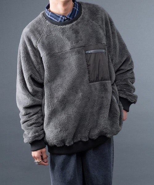 kutir（クティール）の「ルーズボアプルオーバースウェット（スウェット・メンズ・ライトグレー/チャコールグレー/ブラウン・MEDIUM/LARGE）」の11枚目の写真