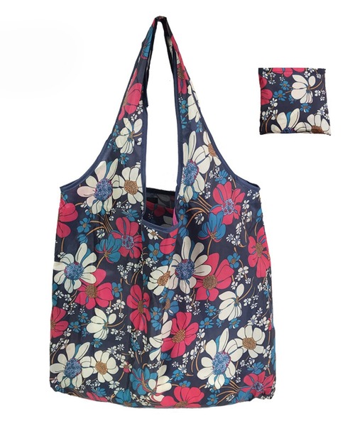 セール】同柄2枚セット 大容量プリント折りたたみコンパクトエコバッグ