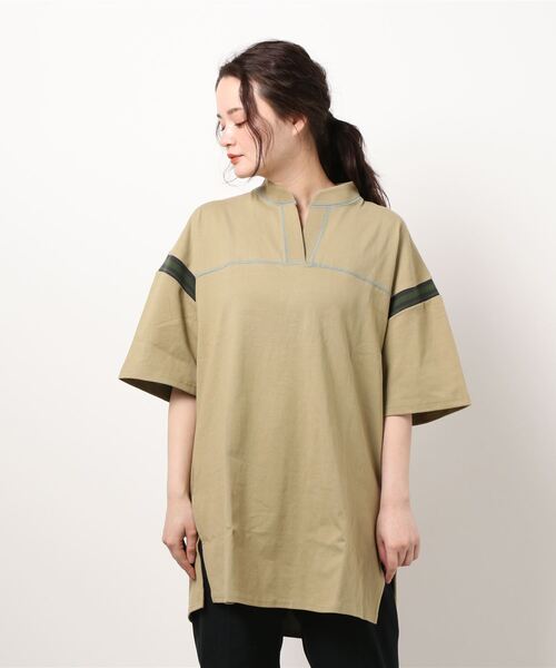 KRIFF MAYER Lady's Collection（クリフメイヤーレディースコレクション）の「接触冷感タフリブチュニック（チュニック・レディース・ライトピンク/オフホワイト/ブラック/ベージュ・LARGE/MEDIUM）」の3枚目の写真