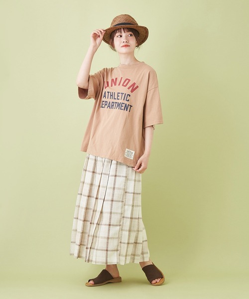 CUBE SUGAR（キューブシュガー）の「OE天竺 ハードウォッシュ カレッジプリントＴシャツ（Tシャツ/カットソー・レディース・グリーン/チャコールグレー/ベージュ/マルチ/ホワイト・M）」の20枚目の写真