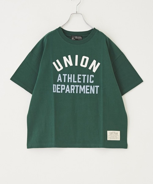 CUBE SUGAR（キューブシュガー）の「OE天竺 ハードウォッシュ カレッジプリントＴシャツ（Tシャツ/カットソー・レディース・グリーン/チャコールグレー/ベージュ/マルチ/ホワイト・M）」の18枚目の写真