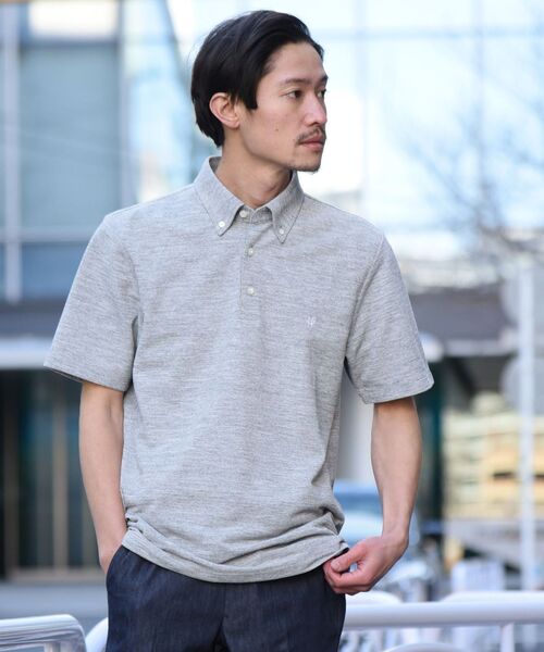 SHIPS（シップス）の「【WEB限定】SHIPS: 吸水速乾・UVケア Drymix（R) ワンポイント ロゴ ボタンダウン ポロシャツ（ポロシャツ・メンズ・オレンジ/ブルー/グレー/ライトグレー/ネイビー/ブラック/グリーン/ロイヤルブルー・LARGE/MEDIUM/SMALL/X-LARGE/XX-LARGE）」の3枚目の写真