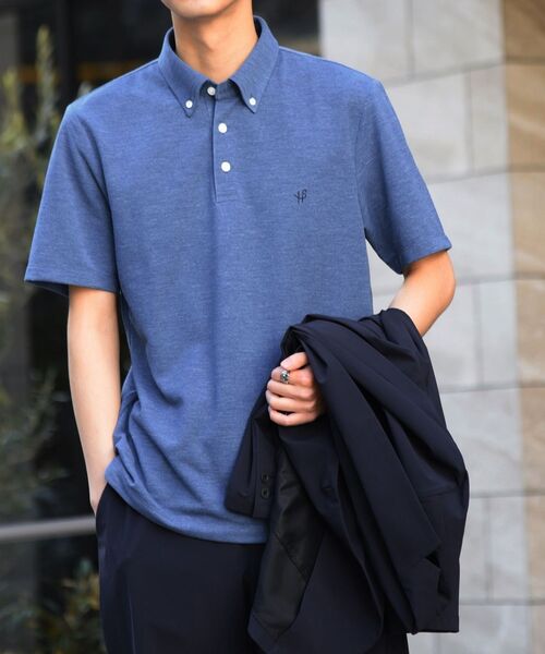 SHIPS（シップス）の「【WEB限定】SHIPS: 吸水速乾・UVケア Drymix（R) ワンポイント ロゴ ボタンダウン ポロシャツ（ポロシャツ・メンズ・オレンジ/ブルー/グレー/ライトグレー/ネイビー/ブラック/グリーン/ロイヤルブルー・LARGE/MEDIUM/SMALL/X-LARGE/XX-LARGE）」の6枚目の写真