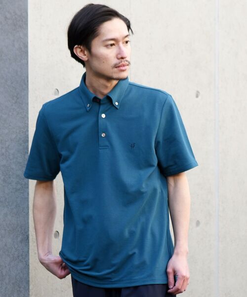 SHIPS（シップス）の「【WEB限定】SHIPS: 吸水速乾・UVケア Drymix（R) ワンポイント ロゴ ボタンダウン ポロシャツ（ポロシャツ・メンズ・オレンジ/ブルー/グレー/ライトグレー/ネイビー/ブラック/グリーン/ロイヤルブルー・LARGE/MEDIUM/SMALL/X-LARGE/XX-LARGE）」の4枚目の写真